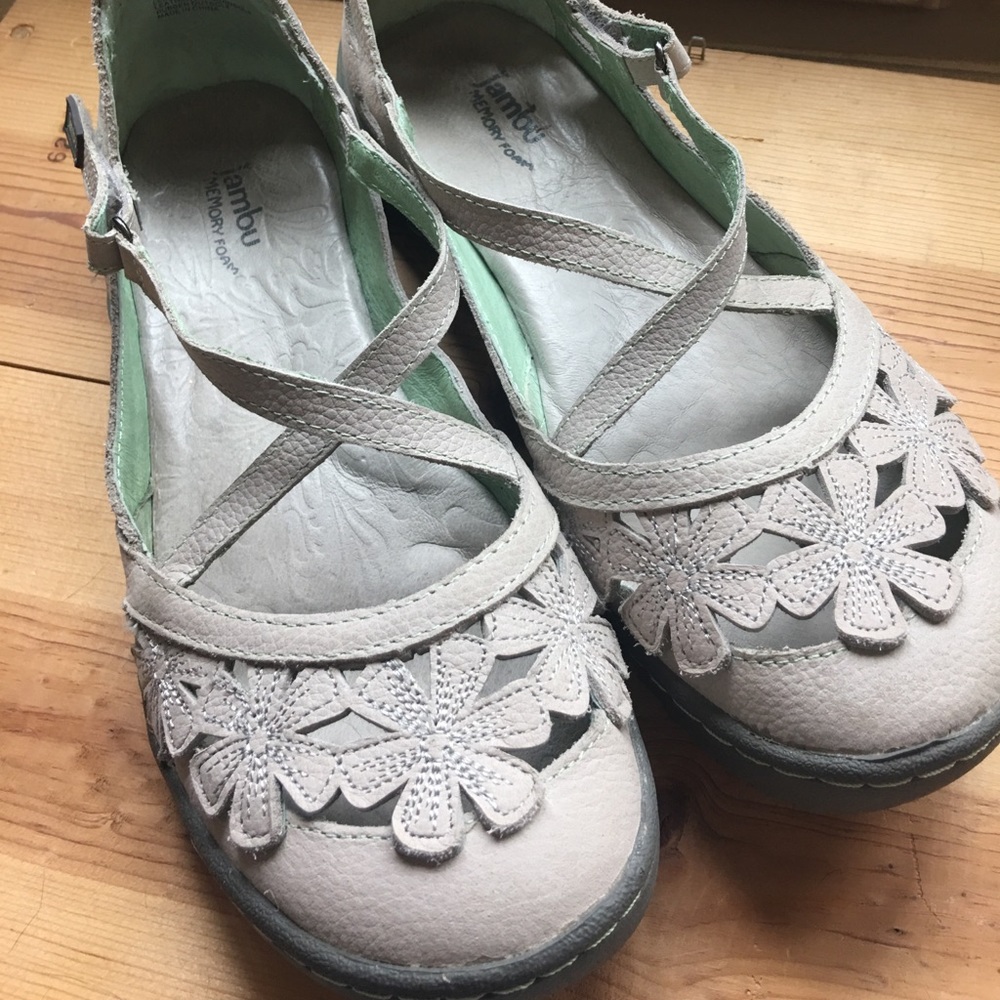 Jambu “Blossom Encore” leather sandals memory foam